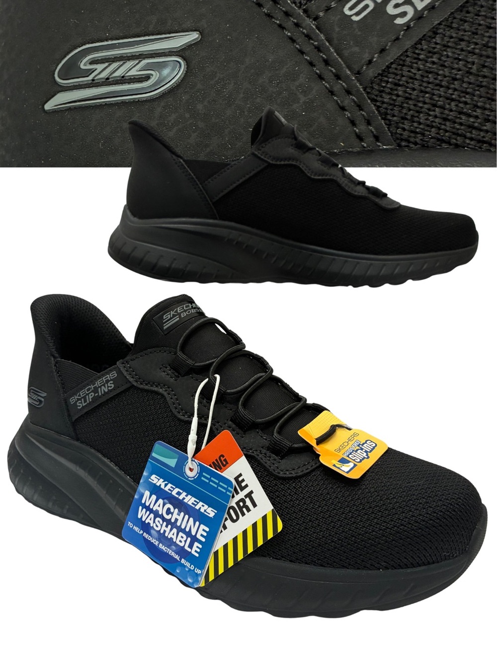 NWT Sketchers M 7/W 9 Black Slip-In Sneakers
